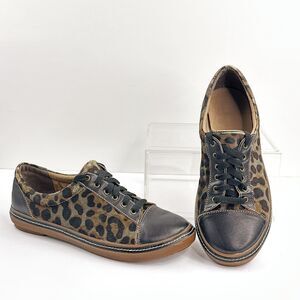 L'Artiste Libbi Leopard Womens 10 EU 41 Print Leather Calf Hair Cap Toe Sneakers